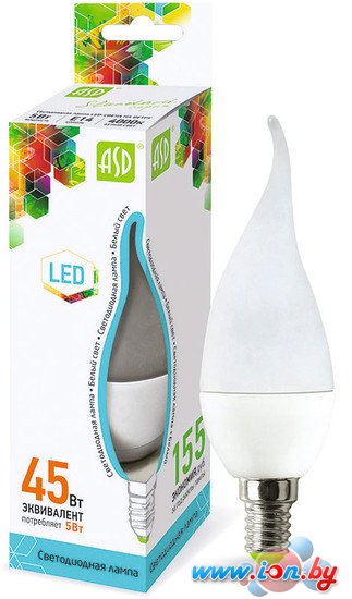 Светодиодная лампа ASD LED-Свеча на ветру-standard E14 5 Вт 4000 К [4690612004525] в Витебске