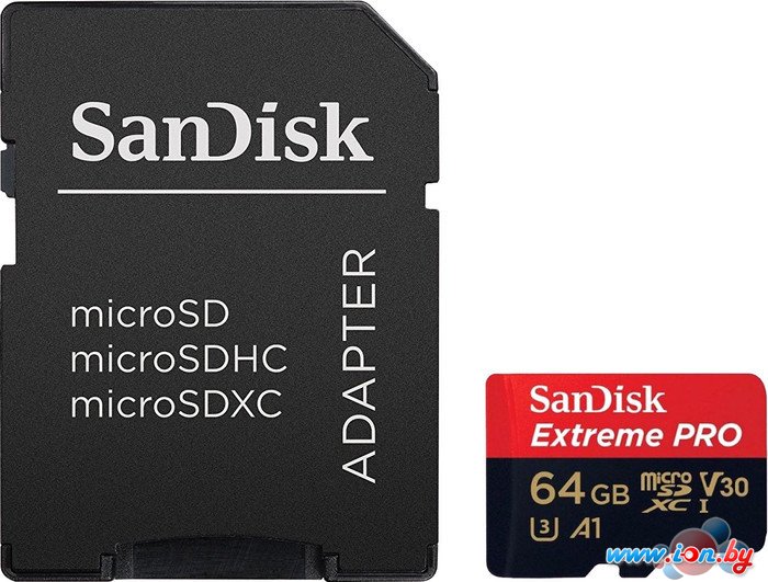 Карта памяти SanDisk Extreme PRO microSDXC Class 10 UHS-II U3 V30 64GB (с адаптером) в Могилёве