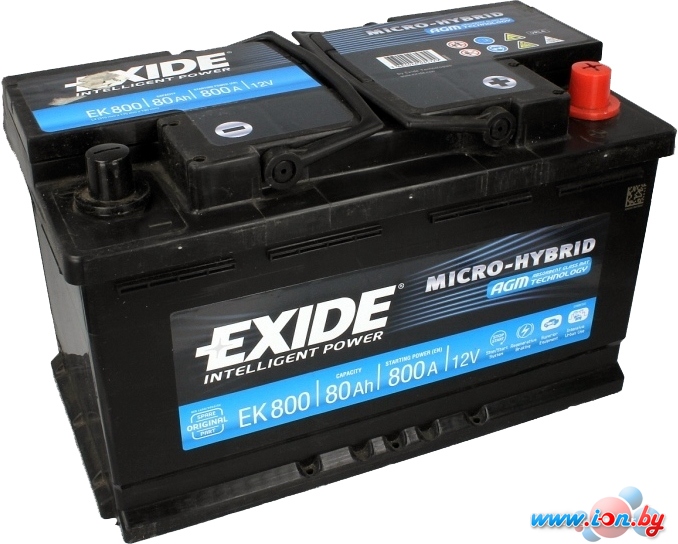 Автомобильный аккумулятор Exide Hybrid AGM EK800 (80 А/ч) в Бресте