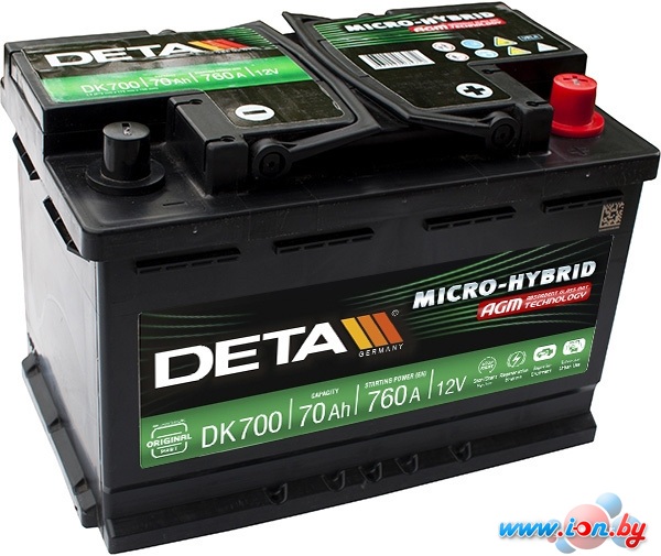 Автомобильный аккумулятор DETA Micro-Hybrid AGM DK700 (70 А·ч) в Бресте