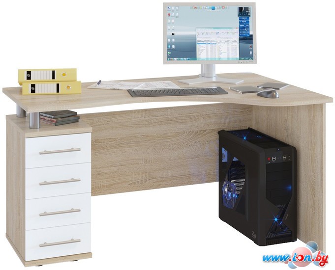 Компьютерный стол Сокол КСТ-104.1 левый (дуб сонома/белый) в Бресте