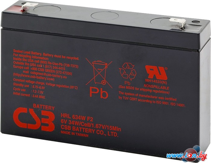Аккумулятор для ИБП CSB HRL634W F2 (6В/9 А·ч) в Бресте