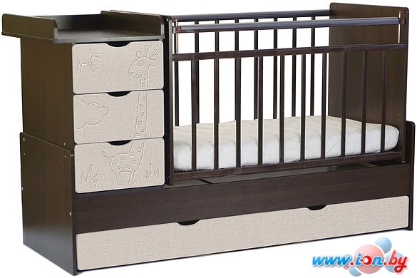Детская кроватка СКВ-Компани СКВ-5 Жираф (венге-серый текстиль) [540038-212] в Бресте