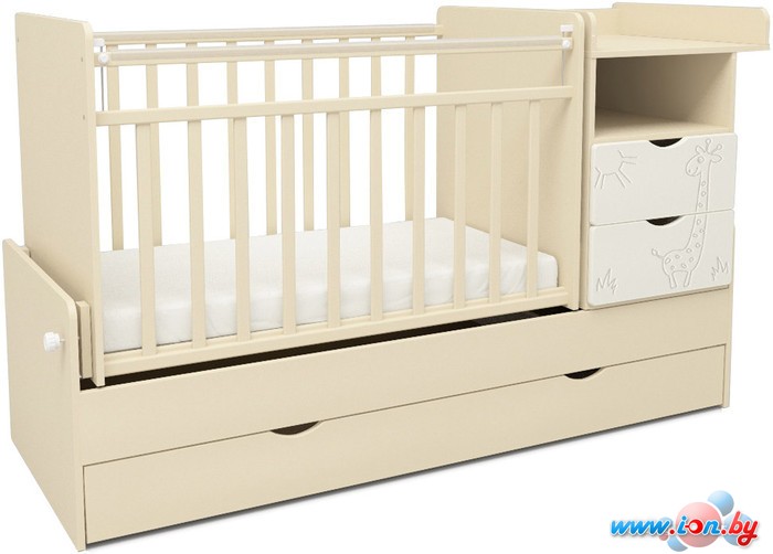Детская кроватка СКВ-Компани СКВ-5 Жираф (бежевый/белый) [550039-1] в Могилёве