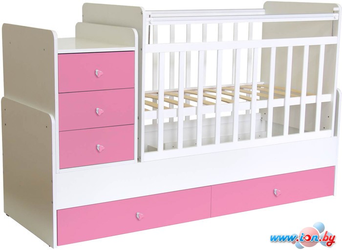 Детская кроватка Фея 1100 (белый/розовый) в Гродно