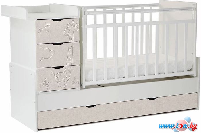 Детская кроватка СКВ-Компани СКВ-5 Жираф (белый/серый текстиль) [540031-212] в Бресте
