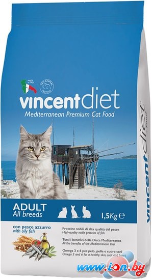 Корм для кошек Vincent Diet Adult Blue Fish 1.5 кг в Могилёве