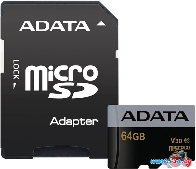 Карта памяти A-Data Premier Pro AUSDX64GUI3V30G-RA1 microSDXC 64GB (с адаптером) в Могилёве