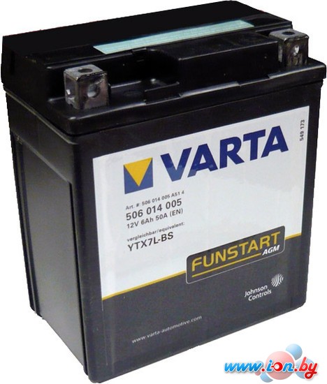 Мотоциклетный аккумулятор Varta YTX7L-4, YTX7L-BS 506 014 005 (6 А/ч) в Гродно