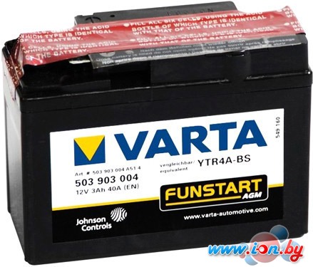 Мотоциклетный аккумулятор Varta YTR4A-BS 503 903 004 (3 А/ч) в Витебске