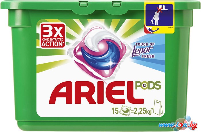 Капсулы для стирки Ariel 3 в 1 Touch of Lenor Fresh (15 шт) в Могилёве