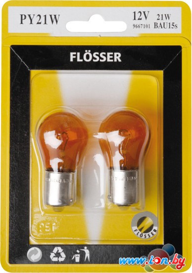 Галогенная лампа Flosser PY21W 12V 21W BAU15s Amber 2шт [9667101] в Гродно