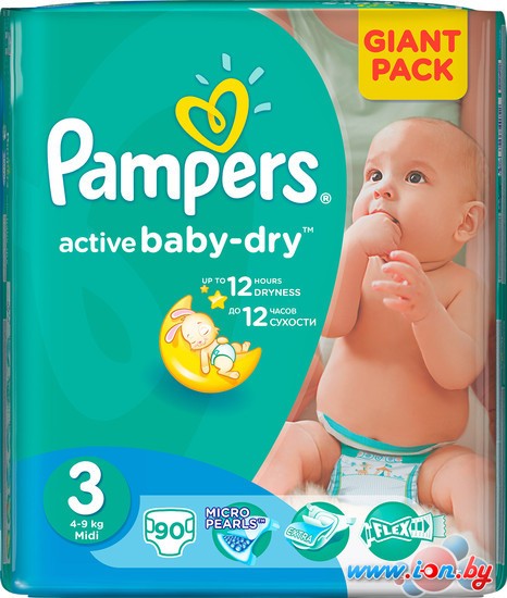 Подгузники Pampers Active Baby-Dry 3 Midi (90 шт) в Бресте