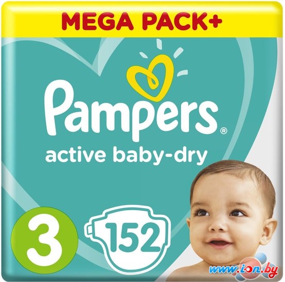 Подгузники Pampers Active Baby-Dry 3 Midi Mega Pack (152 шт) в Бресте