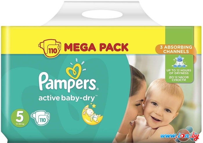 Подгузники Pampers Active Baby-Dry 5 Junior Mega Pack (110 шт) в Витебске