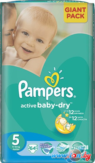 Подгузники Pampers Active Baby-Dry 5 Junior (64 шт) в Гомеле