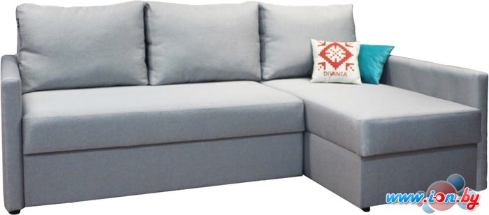 Угловой диван Divanta Эдем 7-1 (угловой, рогожка, серо-голубой) в Бресте