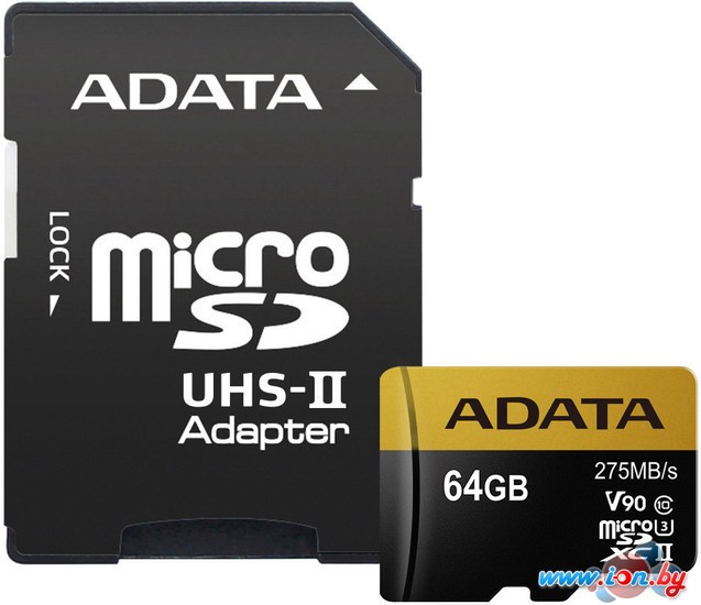 Карта памяти A-Data microSDXC UHS-II 64GB + адаптер [AUSDX64GUII3CL10-CA1] в Могилёве