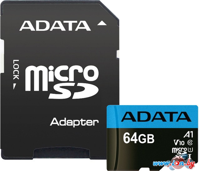 Карта памяти A-Data Premier AUSDX64GUICL10A1-RA1 microSDXC 64GB (с адаптером) в Бресте