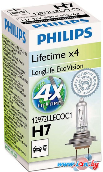 Галогенная лампа Philips H7 LongLife EcoVision 1шт [12972LLECOC1] в Могилёве