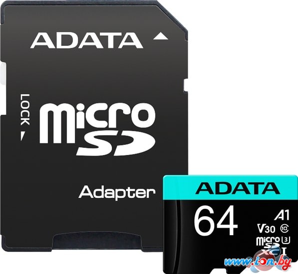 Карта памяти A-Data Premier Pro AUSDX64GUI3V30SA1-RA1 microSDXC 64GB (с адаптером) в Могилёве