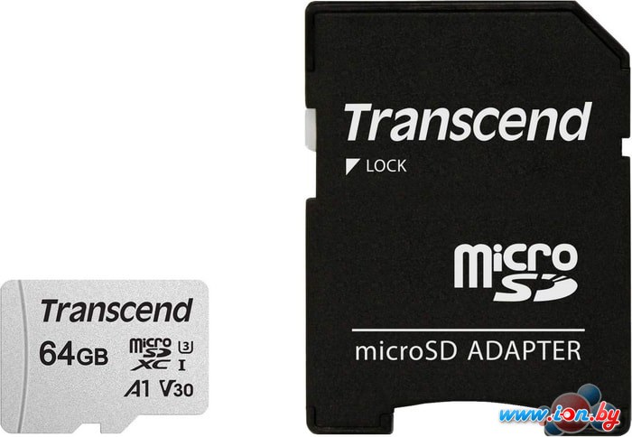 Карта памяти Transcend microSDXC 300S 64GB + адаптер в Минске