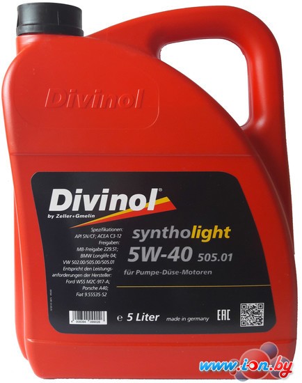 Моторное масло Divinol Syntholight 505.01 SAE 5W-40 5л в Могилёве