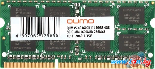 Оперативная память QUMO 4GB DDR3 SODIMM PC3-12800 QUM3S-4G1600K11L в Гродно