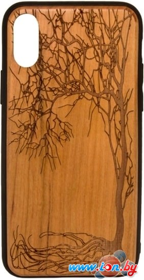 Чехол Case Wood для Apple iPhone X (черешня, зима) в Бресте