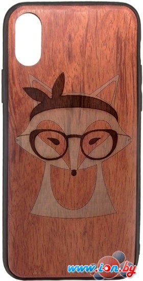 Чехол Case Wood для Apple iPhone X (палисандр, лис) в Бресте