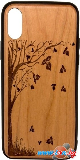 Чехол Case Wood для Apple iPhone X (черешня, осень) в Гомеле