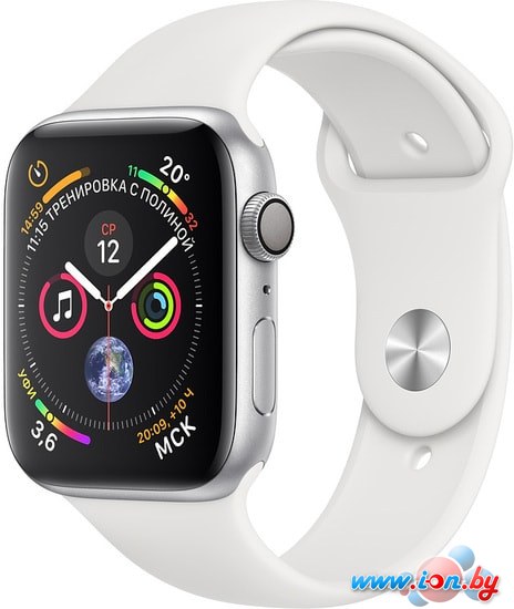 Умные часы Apple Watch Series 4 44 мм (алюминий серебристый/белый) в Витебске