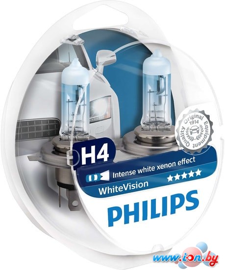 Галогенная лампа Philips H4 WhiteVison + W5W 4шт в Витебске