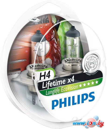 Галогенная лампа Philips H4 LongLife EcoVision 2шт [12342LLECOS2] в Витебске