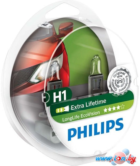 Галогенная лампа Philips H1 LongLife EcoVision 2шт в Гомеле