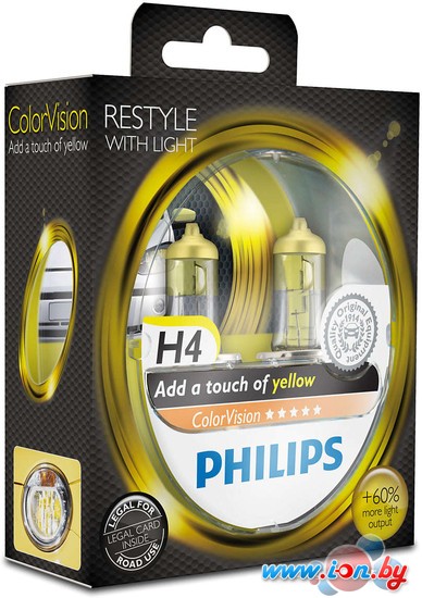 Галогенная лампа Philips H4 ColorVision 2шт [12342CVPYS2] в Бресте