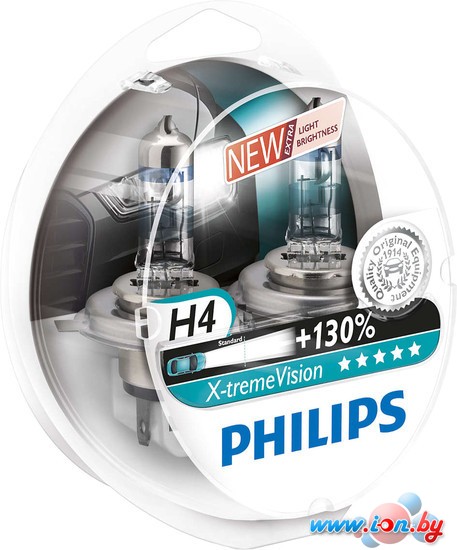 Галогенная лампа Philips H4 X-Treme Vision +130% 2шт [12342XV+S2] в Бресте