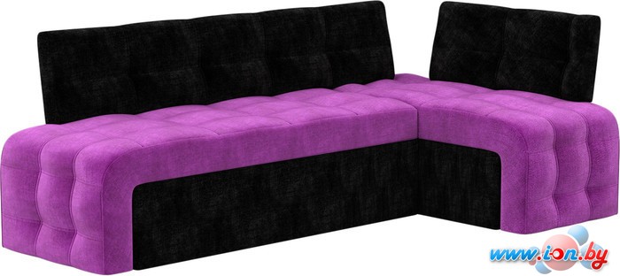Угловой диван Mebelico Люксор (угловой, вельвет, фиолетовый/черный) в Гомеле
