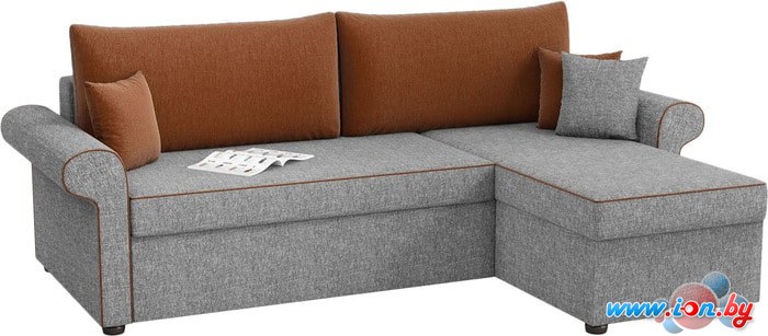 Угловой диван Mebelico Милфорд (рогожка, серый/коричневый) в Могилёве
