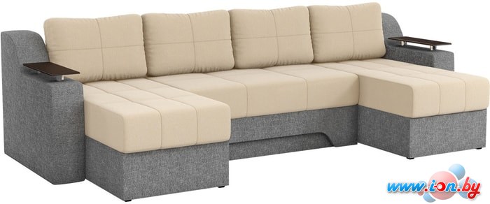 П-образный диван Mebelico Сенатор 59365 (рогожка, бежевый/серый) в Бресте