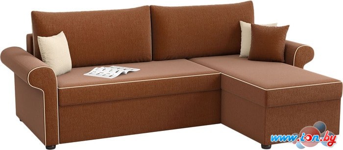 Угловой диван Mebelico Милфорд (рогожка, коричневый) в Гомеле