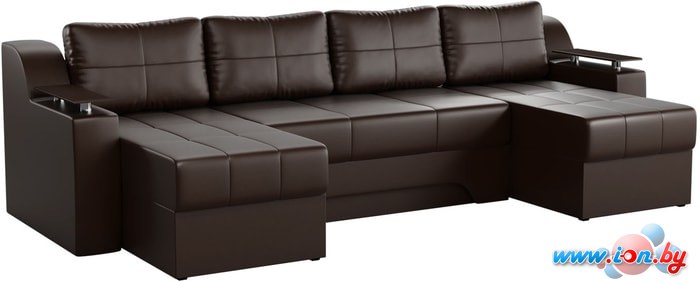 П-образный диван Mebelico Сенатор 59359 (экокожа, коричневый) в Бресте