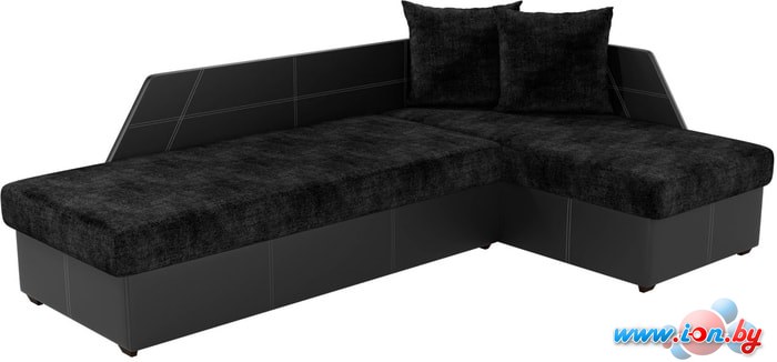 Угловой диван Mebelico Андора 59112 (вельвет черный/экокожа черная) в Бресте