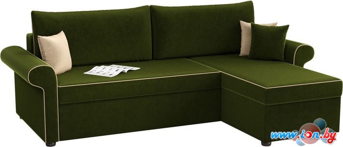 Угловой диван Mebelico Милфорд (вельвет, зеленый) в Витебске