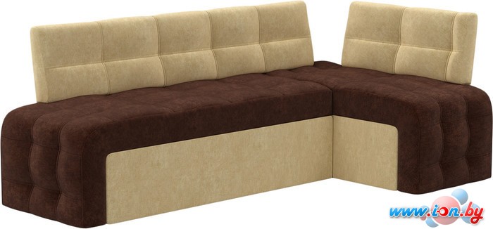 Угловой диван Mebelico Люксор (угловой, вельвет, коричневый/бежевый) в Гомеле