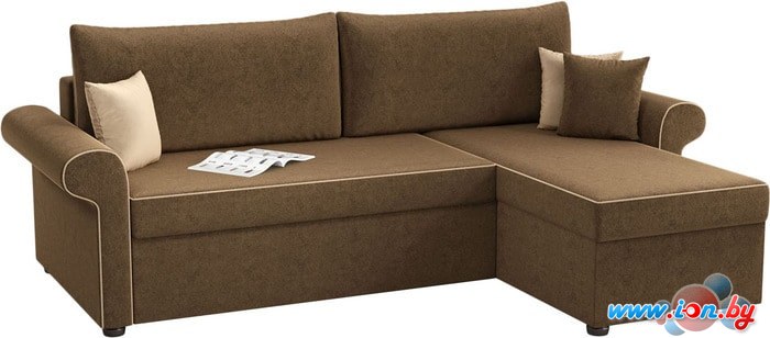 Угловой диван Mebelico Милфорд (вельвет, коричневый) в Бресте