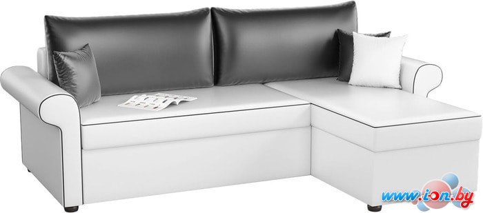 Угловой диван Mebelico Милфорд (экокожа, белый/черный) в Бресте
