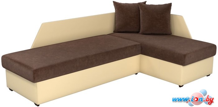 Угловой диван Mebelico Андора 59108 (вельвет коричневый/экокожа бежевая) в Бресте
