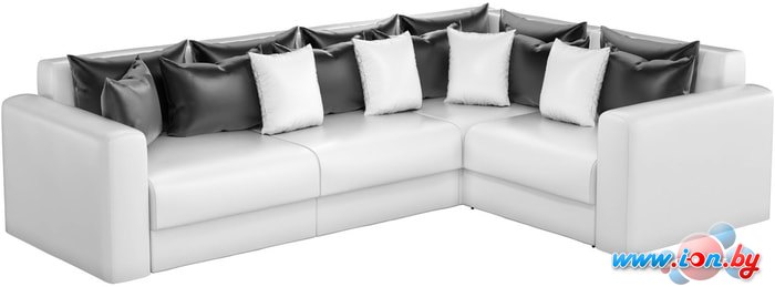 Угловой диван Mebelico Мэдисон Long 59184 (экокожа, белый/черный) в Гомеле