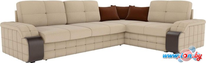 Угловой диван Mebelico Николь 60197 (бежевый/коричневый) в Витебске